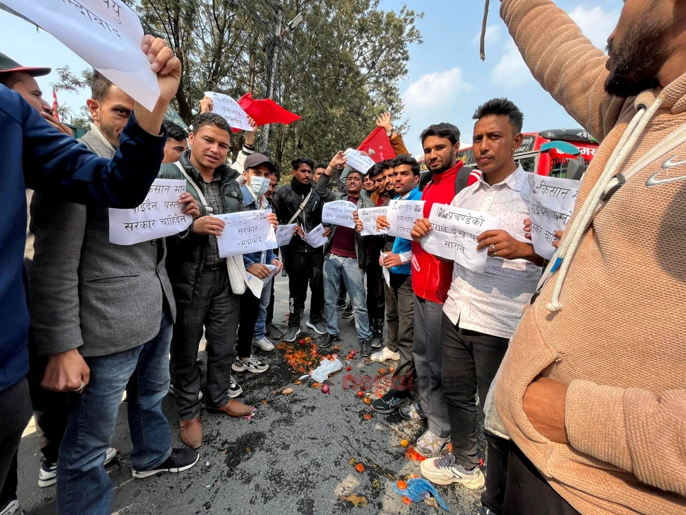 भारतीय तरकारी बिषादी जाँच नगरी भित्र्याउन लागेकाे विराेधमा तरकारी फालेर अनेरास्ववियुको प्रदर्शन (भिडिओ)