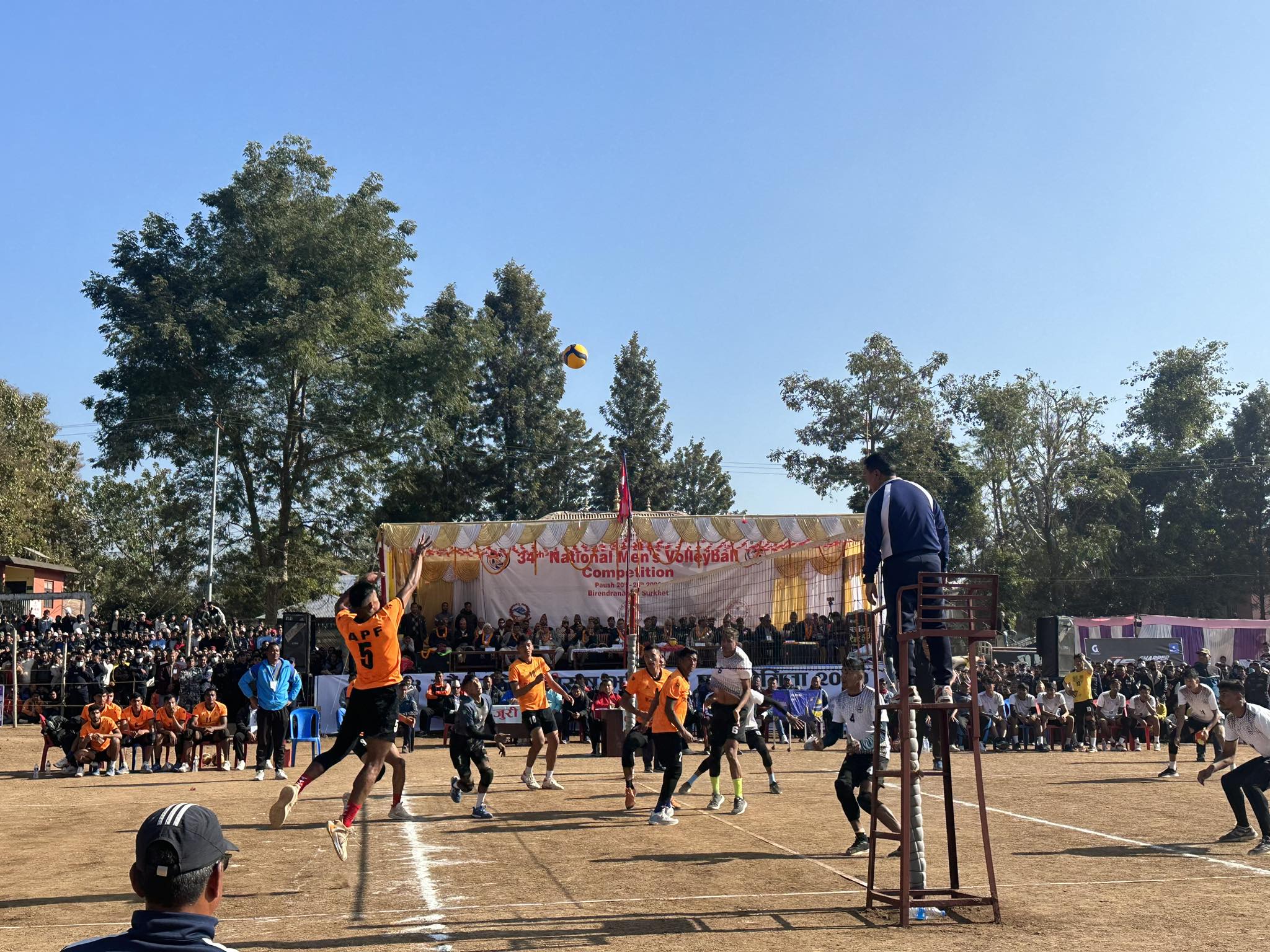 राष्ट्रिय भलिबल प्रतियोगिताको पहिलो खेलमा आर्मी, एपीएफ, मधेश र लुम्बिनी विजयी