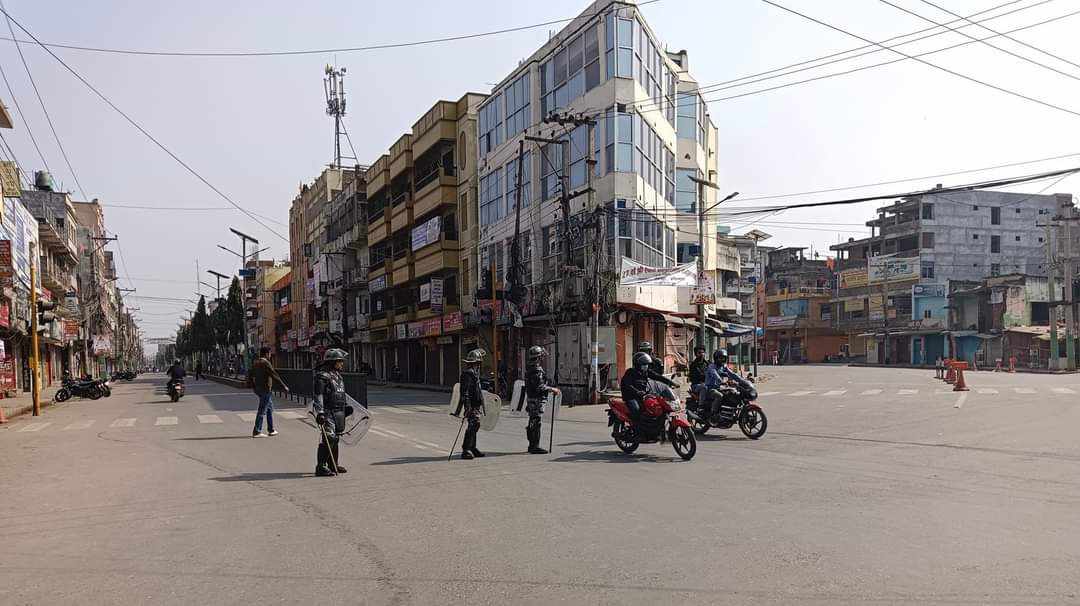 वीरगञ्जमा दुई दिनदेखि कर्फ्यु, बजार सुनसान