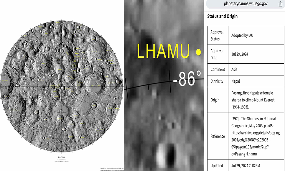 पासाङ ल्हामुको नाममा चन्द्रमाको क्रेटर नामाकरण