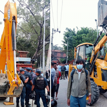 पशुपति धर्मशाला नजिक पुगेको महानगरको डोजर प्रहरीको नियन्त्रणमा